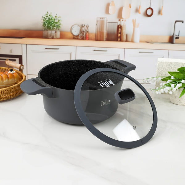 ELITE-EDGE CASSEROLE WITH LID 24CM-GRAY