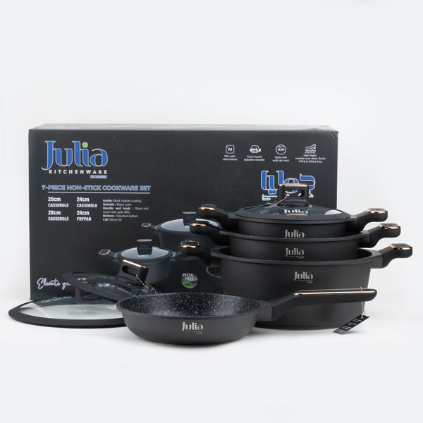 ELITE-PRO PLUS COOKWARE SET 7 PIECES-BLACK