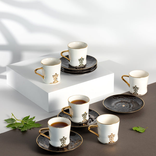 Porcelain Tea Set 12 Pcs From Naqsh -  Black + Gold