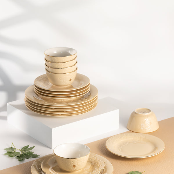 Dinner Set 18 Pc From Naqsh - Ivory + Gold