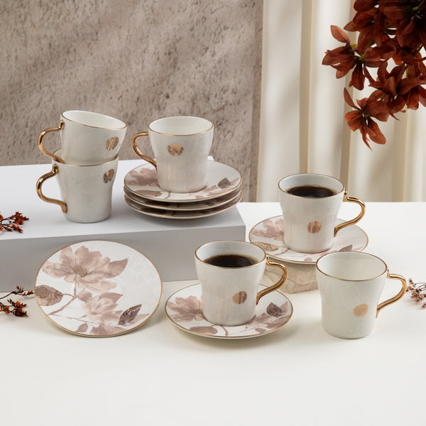 Porcelain Tea Set 12 Pcs From Marisella - Red + Gold