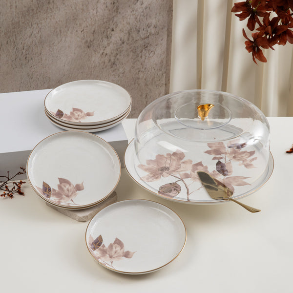 طقم تقديم الكيك 9 قطع  من ماريسيلا  - أحمر و ذهبي