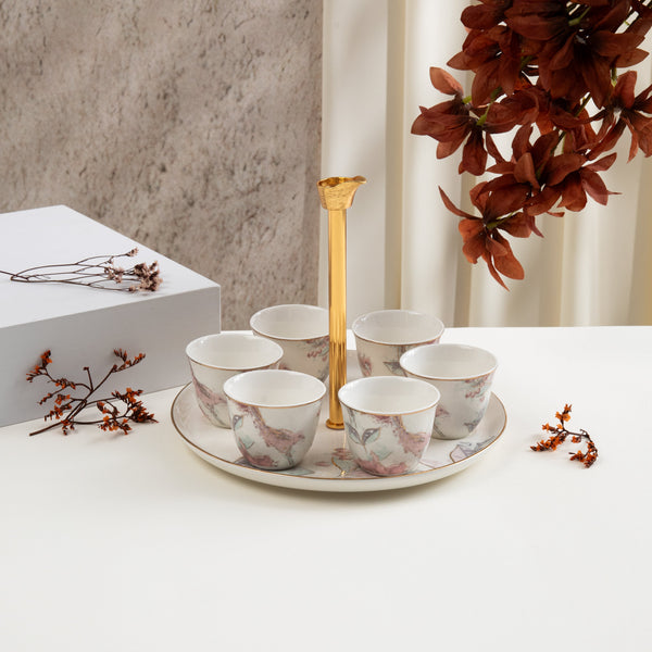 Arabic Coffee Set 7 Pcs From Khuzama - Red + Gold