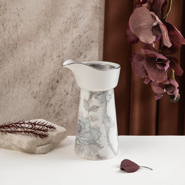 Porcelain Incense Burner Form Khuzama - Grey + Silver