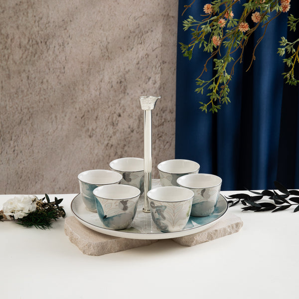 Arabic Coffee Set 7 Pcs From Veloura - Blue + Silver