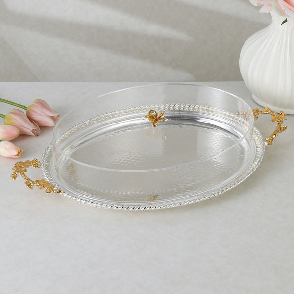 luxury tray with cover -Silver With Size 48*37