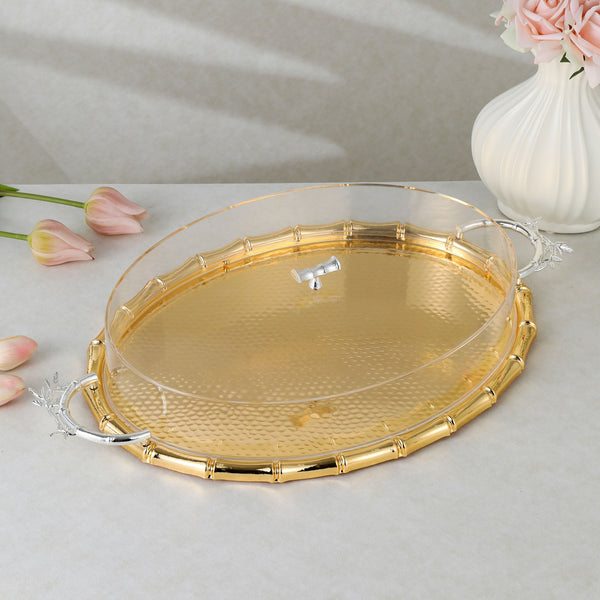 Luxury tray with cover - Gold  Size 41.2 , 31.3