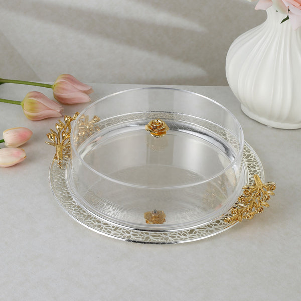 luxury tray with cover - Silver With Size dia38.5