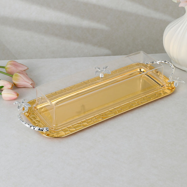 luxury tray with cover - Gold With Size 36*17.8