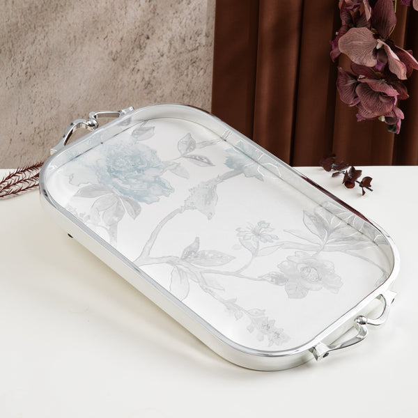 Luxury Serving Tray From Khuzama - Grey + Silver