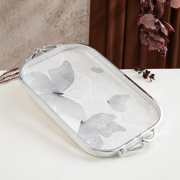 Luxury Serving Tray From Veloura - Grey + Silver