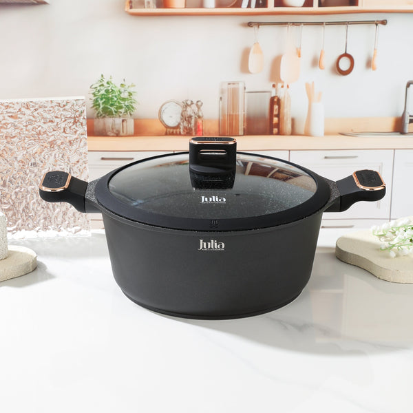 ELITE-PRO PLUS CASSEROLE WITH LID 24CM-BLACK