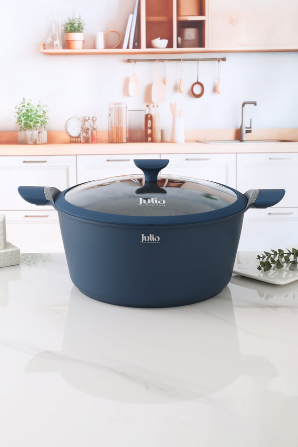 ELITE-UNI CASSEROLE WITH LID 24CM-BLUE