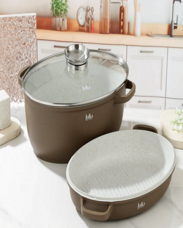 ELITE-PROF OVAL ROASTER WITH LID 3PCS 39CM-BROWN