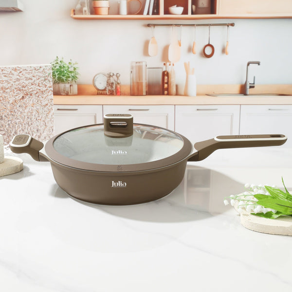 ELITE-PROF DEEP FRYPAN WITH LID 28CM-BROWN