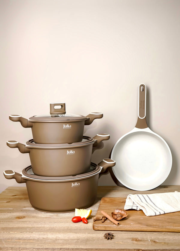 ELITE-PROF COOKWARE SET 7 PIECES-BROWN/BEIGE