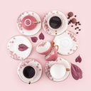 6cup 6 saucer 80CC - white saucer pink cup+gold   
