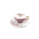 6cup 6 saucer 80CC - white saucer purple cup+gold   