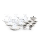 19pcs tea set ( 6 glass 6saucer 6 cawa 1 sugor) - grey + silver   