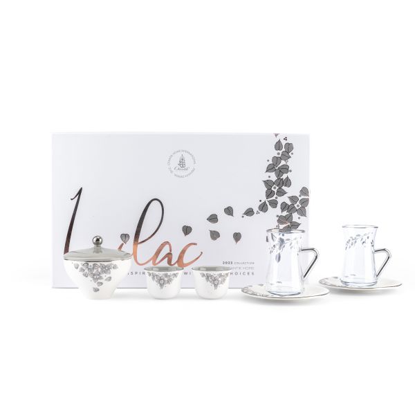 Tea And Arabic Coffee Set 19Pcs From Lilac - Grey